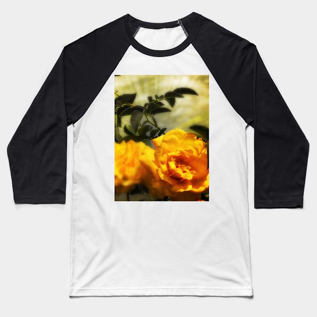 Yellow roses floral with angelic sky Baseball T-Shirt by Khala